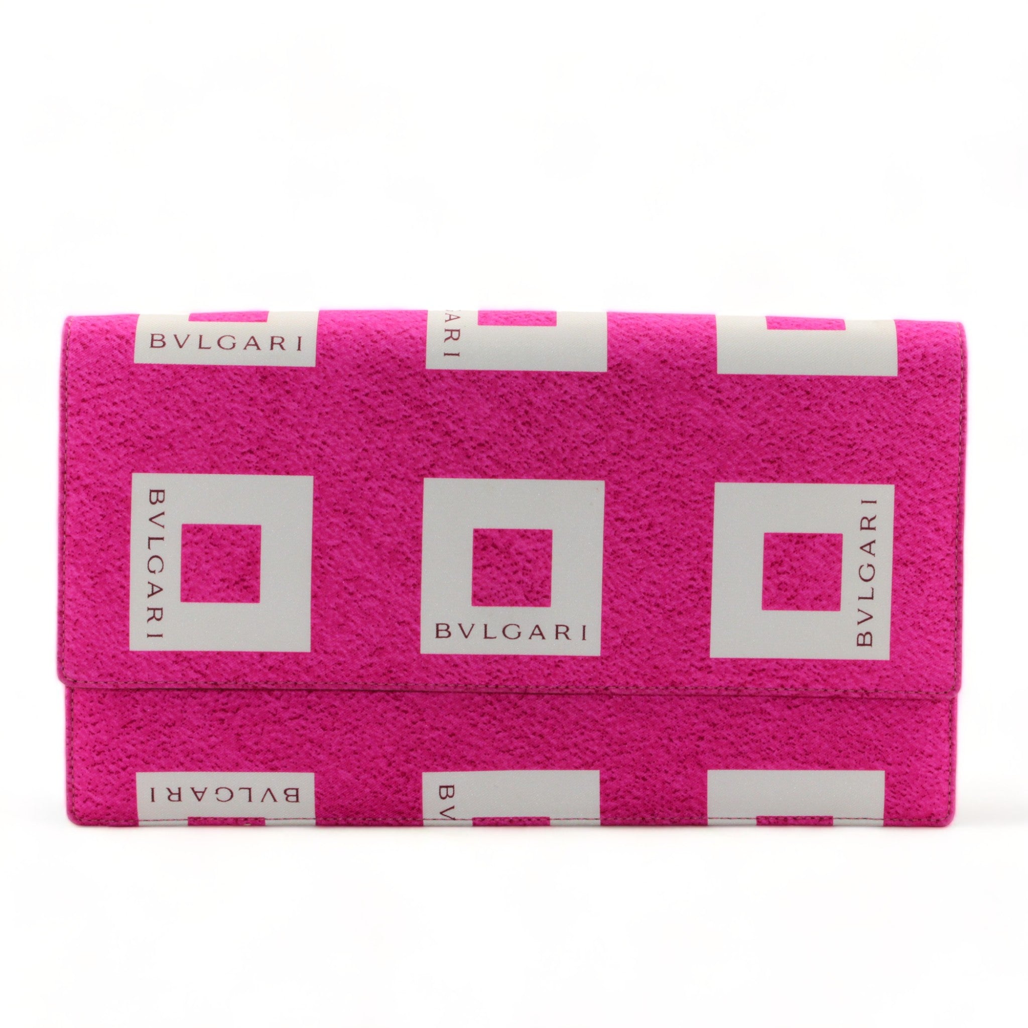 Pink Bvlgari Printed Silk Clutch Bag