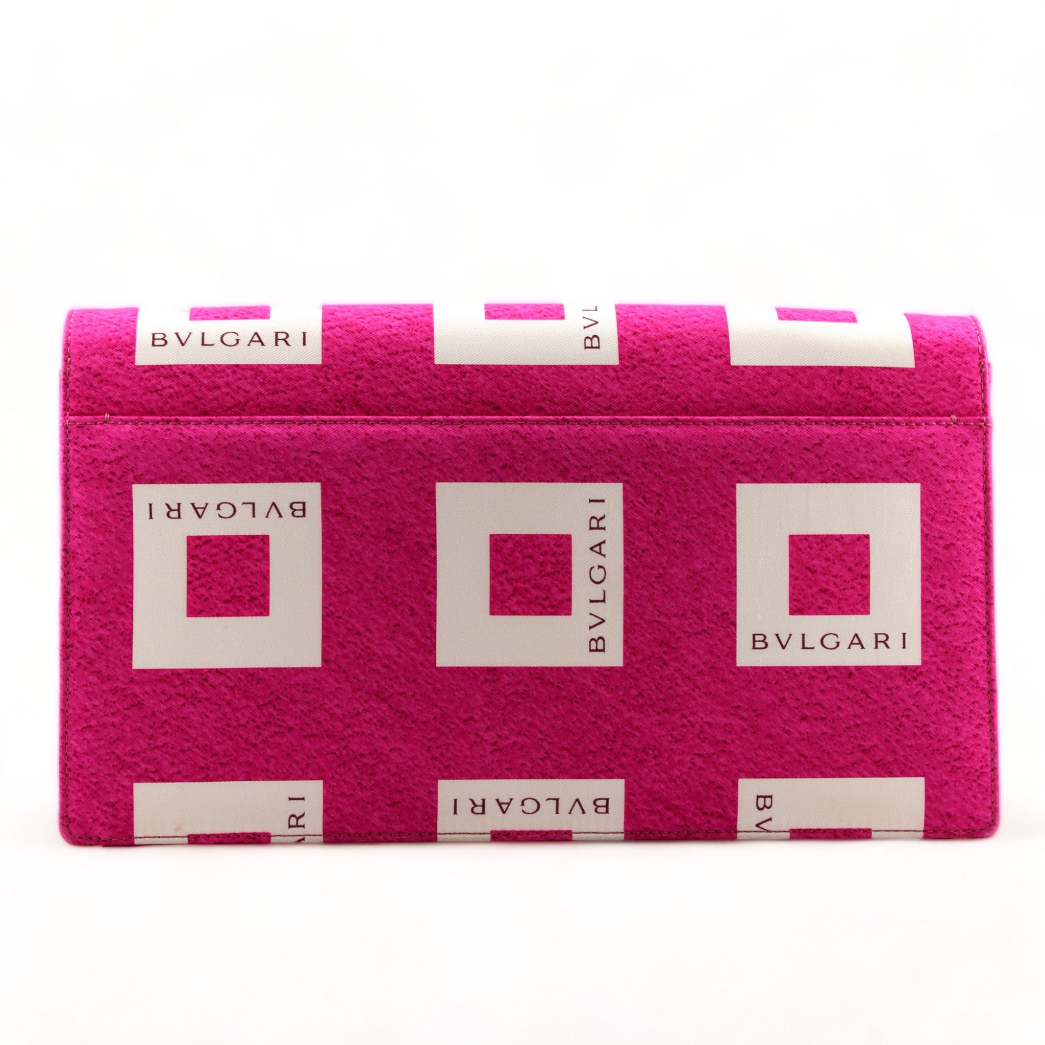 Pink Bvlgari Printed Silk Clutch Bag