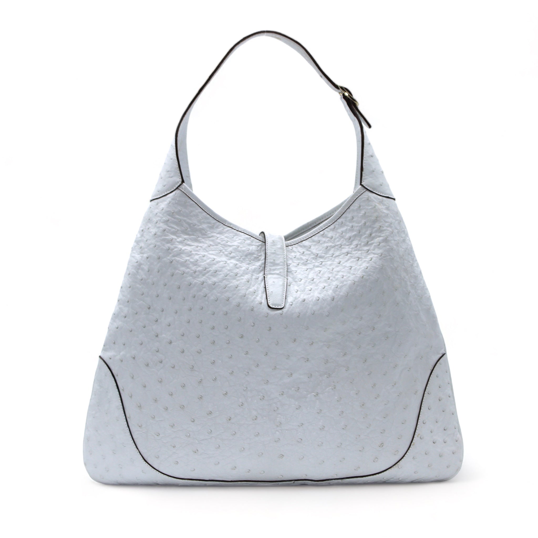 Gucci White Ostrich Jackie O Bouvier Hobo Handbag