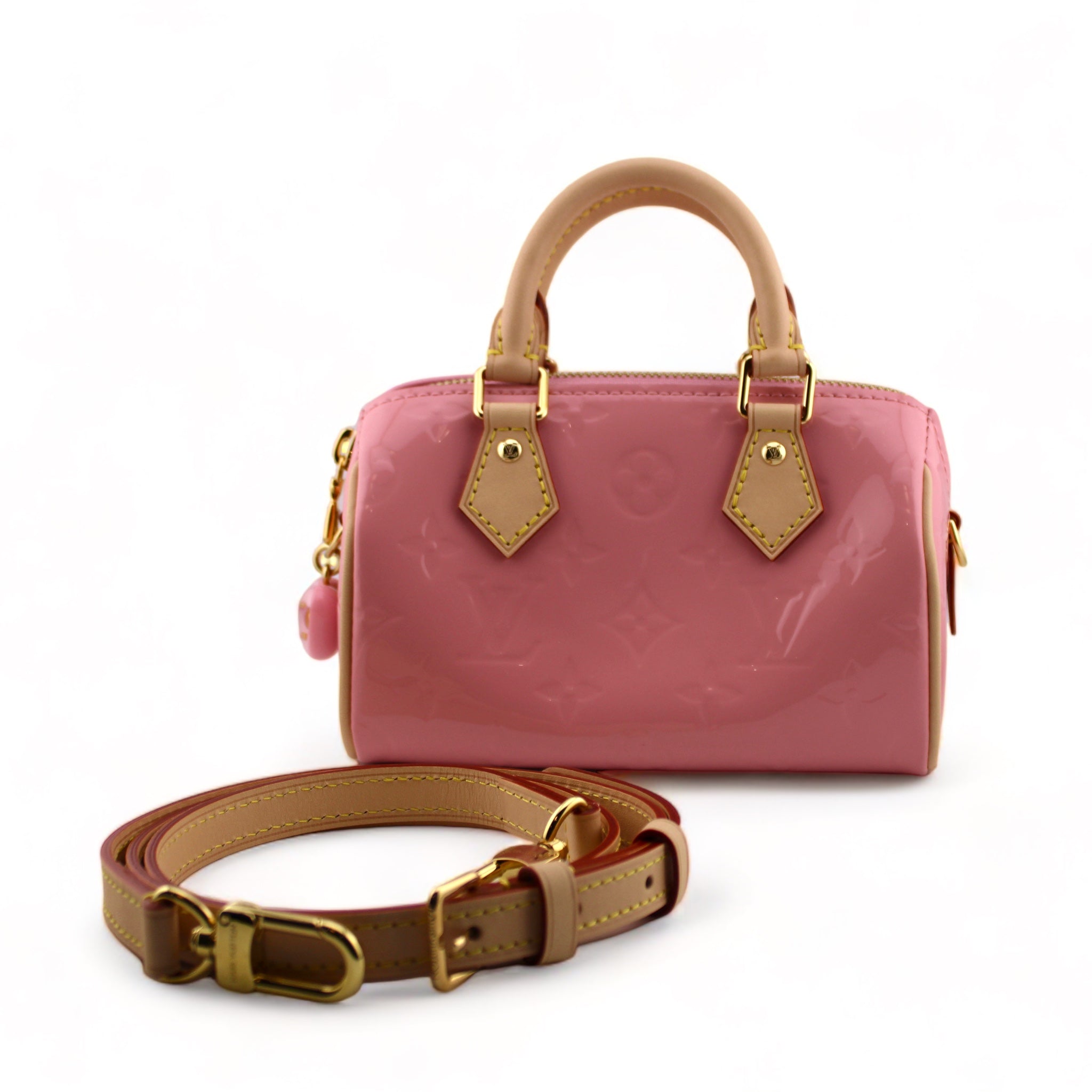 Louis Vuitton Mochi Pink Vernis Monogram Nano Speedy